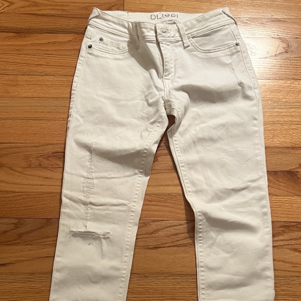 DL1961 Amanda skinny white distressed jeans